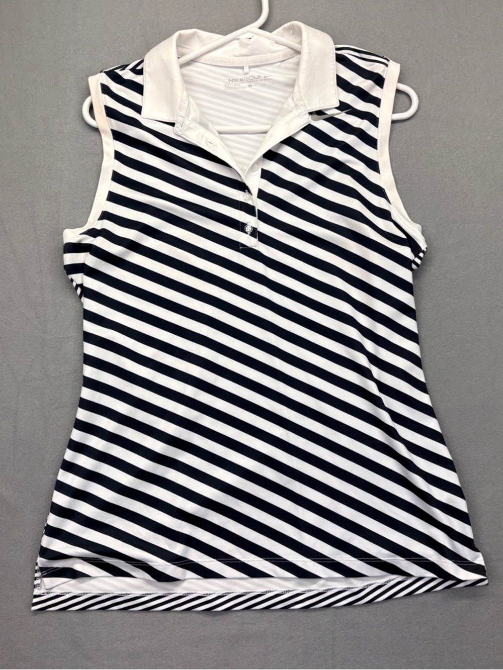Nike Golf Sleeveless Striped Polo Tank Top - White & Black Medium